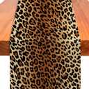 Leopard Print Table Runner 72 Inches Long, Animal Style Table Runner Dresser Scarves, Wildlife Safari Burlap Dining Room Table Decor for Kitchen Farmhouse Indoor Outdoor Home Party