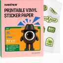 100% Clear Vinyl Sticker Paper 60 Pack, 8.5x11 Inches Transparent Printable Sticker Sheets for Inkjet Printer, Quick Drying, Vivid Colors, Tear Resistant Ideal for Crafts & Cutting Machines
