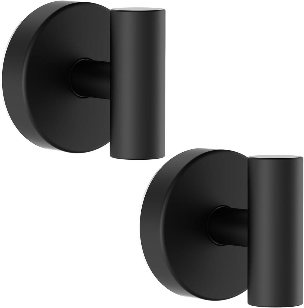 Bntuk Suction Cup Hooks, Removable Shower Hooks for Inside Shower Towel Hooks for Bathroom Window Glass Mirror Tile, Bath Robe Looafh Hook for Hanging Waterproof & Rustproof, Black (2 Pack)