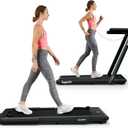 Goplus 2 in 1 Folding Treadmill, 2.25HP Superfit Under Desk Electric Treadmill, Installation-Free with Remote Control, APP Control and LED Display, Walking Jogging for Home Office (Dark Green)