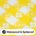 Rectangle Vinyl Table Cloth, Waterproof Elastic Fitted Tablecloth with Flannel Backing, Plastic Table Cover for Picnic, Camping, Outdoor (White & Yellow, 24"x48")