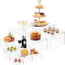 10 PCS Buffet Risers, Large Food Risers for Buffet Table, Food Display Risers for Party, White Acrylic Boxes Dessert Table Display Set, Risers Display Stands (Size 10" 9" 8" 7" 6" 5" 5" 4" 4" 3", Transparent)
