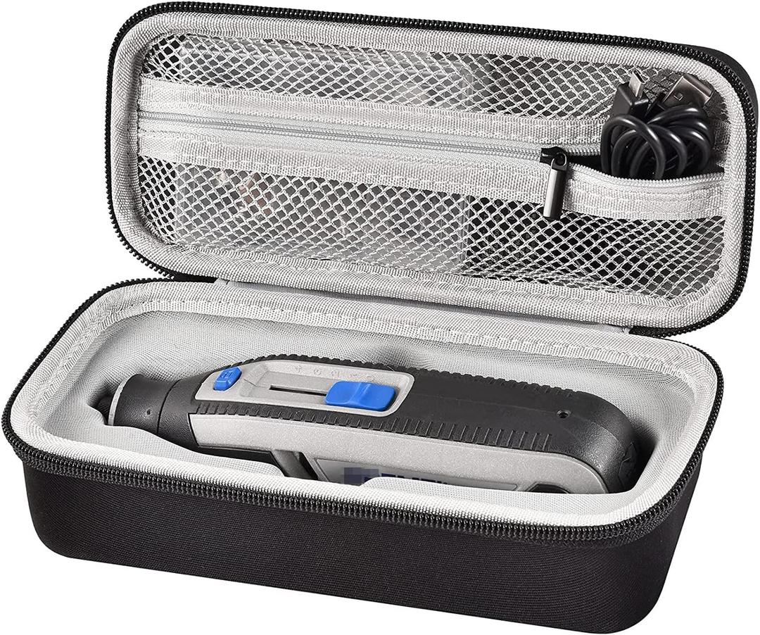 Case Compatible with Dremel Lite 7760 N/10 4V Li-Ion/ PawControl 7760-PET Dog Cordless Rotary Tool Multi-Purpose Kit, Zipper Mesh Pocket Storage Holder for USB Charging Accessory Changes (black)