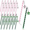 24 Pcs Halloween Witch Star Pens Stripe Rollerball Ink Ballpoint Pen Witch Birthday Gifts Halloween Party Decorations Star Fairy Supplies for Teens Adults School Office Home