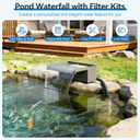 POPOSOAP 12INCH Pond Waterfall Spillway with Multi-Stage Pond Filter & RGB LED Lights APP/Remote Control, 40W 660GPH Pump with 9.8FT Tubing for Garden Ponds, Aquariums, Outdoor Landscapes-P7331D