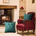 Christmas Tree Throw Pillow Covers 18x18 Inch Double-Sided Embroidered Decorative Throw Pillow Case Christmas Green Decorations for Winter Holiday Xmas Fir Tree for Home Sofa Couch Room Decor