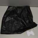 MANGOPOP Women Basic High Waisted Mini Short Pencil Bodycon Faux Leather Skirt (Small, A Black(035))