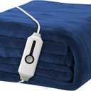 Heated Electric Blanket 72"x84" Full Size, Soft Coral Fleece Fast Heated Blanket with 4 Heating Levels and 10 Hours Auto-Off, Cozy Plush Fabric, Machine Washable - Home, Dark Blue