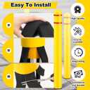 Pangda 4 Pcs Flat Top Bollard Covers Yellow and Red Bollard Post Sleeve for Home Parking Fence Pole Pipe (5" X 52")