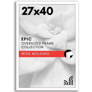 Americanflat 27x40 Picture Frame with Polished Plexiglass - White Picture Frame - Wide Photo Frames Made of Engineered Wood for Vertical or Horizontal Wall Display - Epic Collection - White