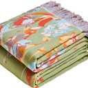 MSGKV Boho Throw Blanket 90"x108" Floral 100% Cotton Blanket with Flower and Butterfly for Bed Spring Breathable Lightweight Farmhouse King Blankets Home Decor Muslin