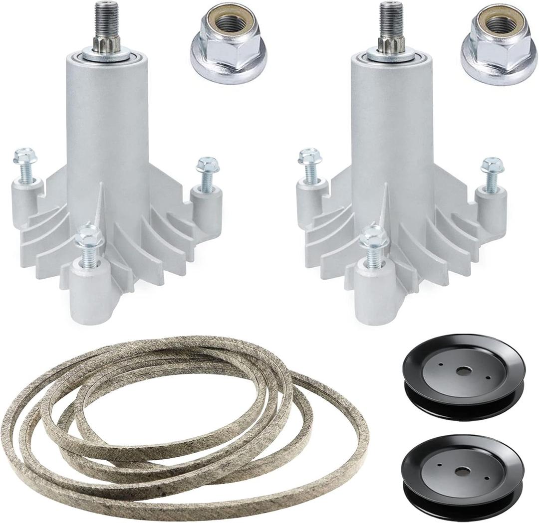 42 Inch Deck Mower Rebuild Kit Includes (2) Spindles 130794 532130794 582922301, (2) Pulleys 173436 129861, (1) Deck Belt 144959 95", for AYP Craftsman Poulan Husqvarna LT1000 LT2000 YTH1842 DYT4000
