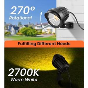MEIKEE 7W 800lm Low Voltage Landscape Lights, 12V 24V LED Landscape Lighting with Connectors, 2700K IP66 Waterproof Outdoor ledSpotlights for Garden Pathway Yard Decoration (1 Pack)