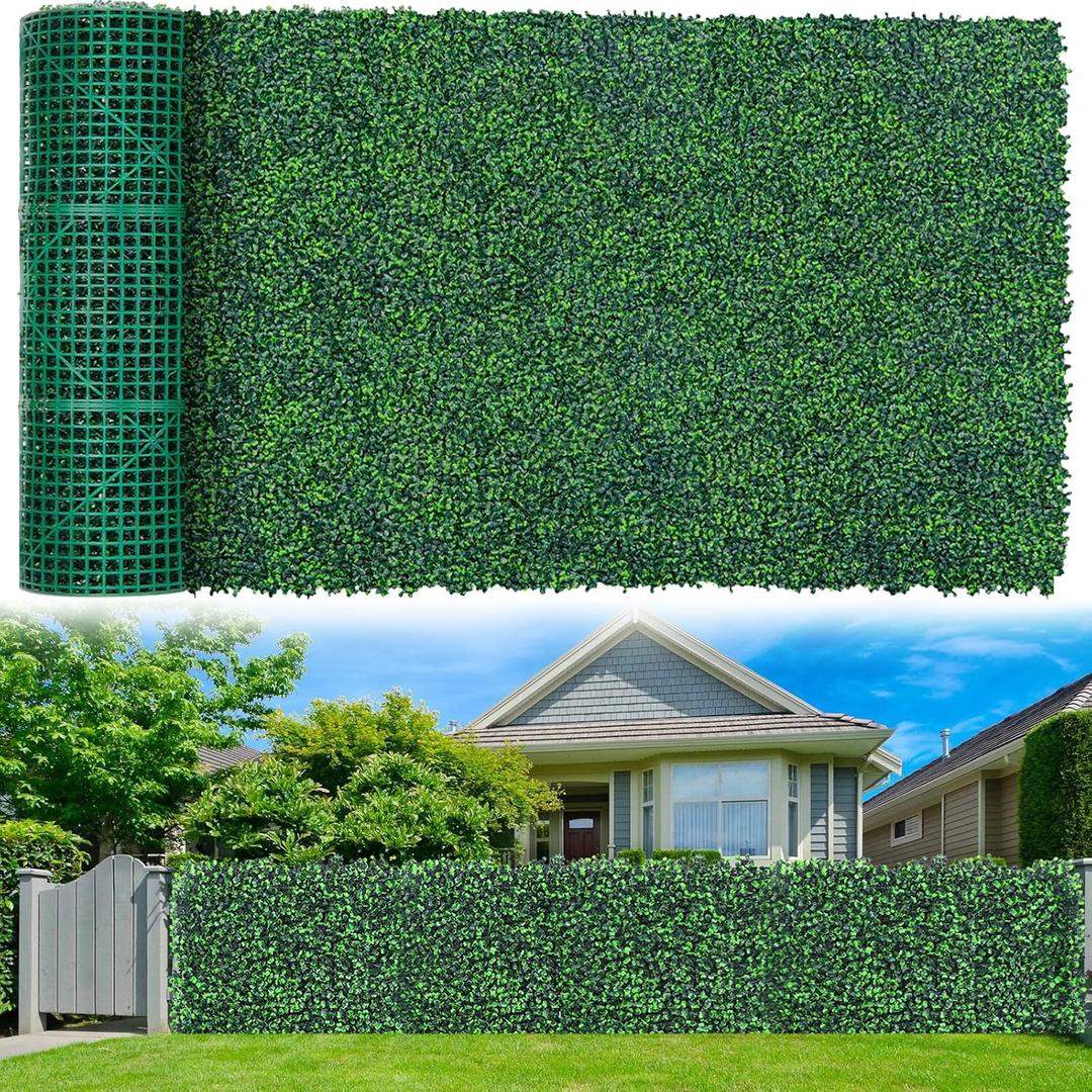Grooy 48"x 140"(47 sq.ft) Artificial Boxwood Grass Wall Roll Panels | UV-Anti Boxwood Hedge, Green Boxwood Leaves Fence Backdrop, Fake Ivy Greenery, Plant Wall Decor for Outdoor Garden