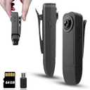 Mini Body Camera with Audio & Video Recording - Small POV Cam 1080P with 64G Card - Wearable Personal Portable Cameras Recorder DV - Night Version Camcorder for Security Work Records Guard Traveling
