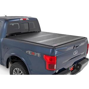 Rough Country Hard Low Profile Tri-Fold Tonneau Cover for Ford F-150 (20212026) & F-150 Lightning (20222026)  Aluminum Truck Bed Cover