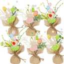 DR.DUDU 6 Pcs Easter Decorations for Home 8 Inch Egg Trees Table Decor Easter Centerpiece for Tables Office Mini Tree with Bunny Chick Spring Decor Gifts