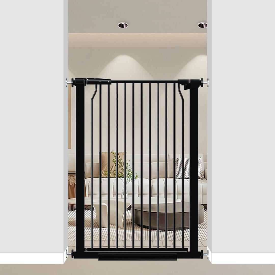 40.55" Extra Tall Baby Gate for Doorways Stairs, 29.6-32.5 in Narrow Baby Gates No Drill, Tall Dog Gate Indoor Walk Thru, Pressure Mounted Child Gate with Door for Pet Doggie Puppy Black