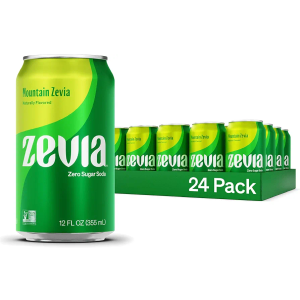 Zevia Zero Sugar Soda, Mountain Zevia, 12 oz Cans (24-Pack) – Naturally Sweetened, Non-GMO Project Verified, Gluten-Free, Vegan BBD: 04/27/27