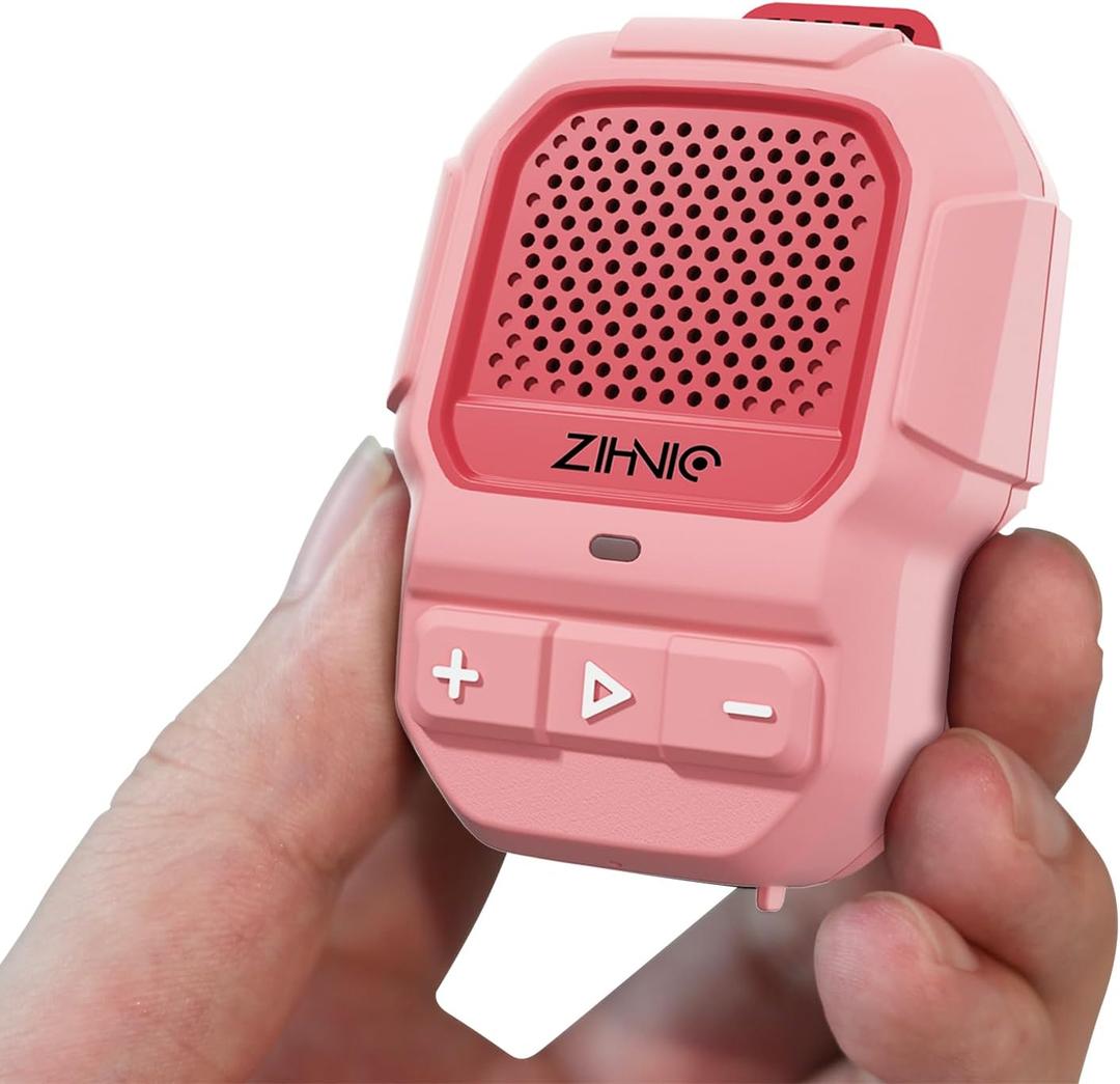 ZIHNIC Wearable Bluetooth Speaker,14H Long Playtime Wireless Speaker, Waterproof IPX7 Rating, Comfortable Speaker for Outdoor Fun (Pink)