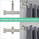 Matte Black Curtain Rods for Windows, 1-Inch Adjustable Drapery Rods with Aluminum End Cap and Brackets (Brushed Nickel, 48-86")