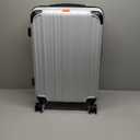 Coolife Luggage Expandable(only 28") Suitcase PC+ABS Spinner 20in 24in 28in Carry on (white grid new, M(24in))