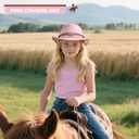 Willheoy Kids Cowboy Hat for Boys Girls Western Cowgirl Hat with Buckle Belt Wide Brim Fedora Hat Dress Up Costume