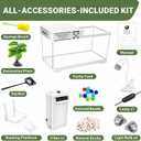 SUNSUN Aquatic Turtle Tank+Lamp+Filter Kit, Upgrade PC Turtle Tank Kit with Adjustable 360Lamp & Filter,Reptile Habitat Lid,Hanging Platform for Small Reptiles.(19.68 9.52 9.44''/Large-White)