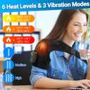 Cordless Shoulder Heating Pad with Massager, Portable Shoulder Massager Wrap with 6 Timer & 3 Vibration with 6 Heat & Timer Modes Warmer for Men Women