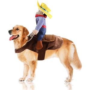 SEIS Pet Riding Costume Novelty Pet Supplies Cowboy Rider Horse Riding Designed Dog Apparel Party Dressing up Clothing Halloween (XXL) (XXL (Chest circumference 29.5"-37.4"))