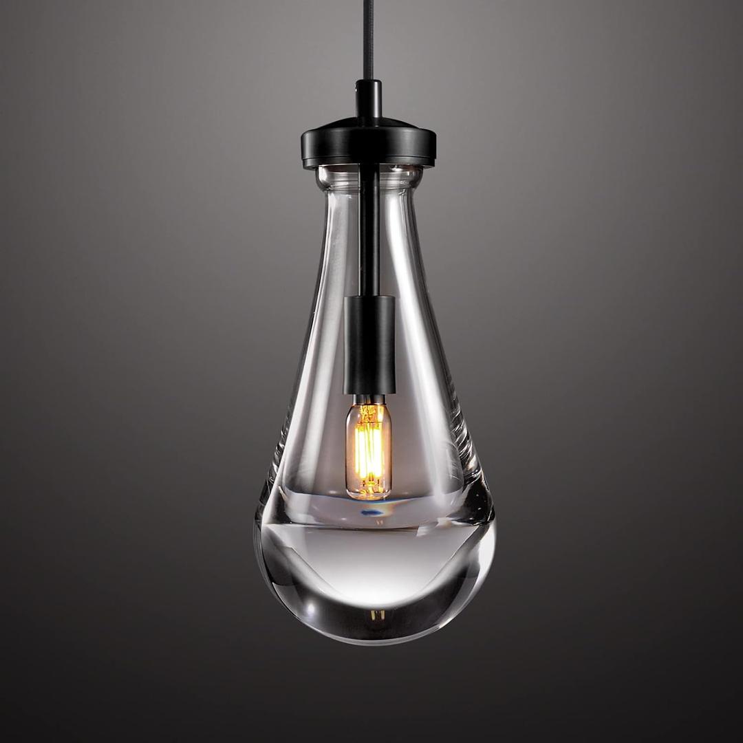 Raindrop Pendant Lights, Black Kitchen Island Pendant Lights, Teardrop Pendant Light, Interior Pendant Light in The Kitchen Island Living Room Bedroom Bathroom, Including Bulb