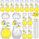 Chuangdi 16 Sets Mini Limoncello Glass Bottles Limoncello Bottles with Labels 1.7 oz Lemon Pendants Lemon Party Favors for Homemade Brewing Wedding Baby Shower Gifts(Classic)
