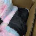 27 Inch Soft Faux Fur Bean Bag Chair with Sponge Filling - Ergonomic Lounge Chair for Teens, Comfortable Rainbow Color Bean Bag for Bedroom, Living Room, Dorm(Set of 1)