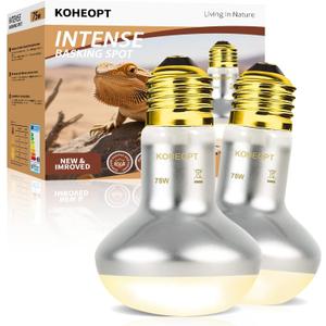 75W Reptile Heat Lamp Bulb 2-Pack,Complete Day & Night Basking Spot Light Combo Including Infrared Heat Lamp