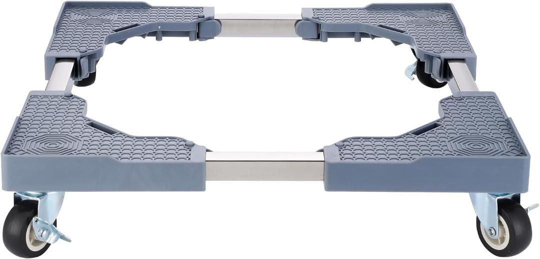 Mini Fridge Stand with 4 Locking Wheels 16.9"-25.6" Adjustable Dolly Base for Furniture Portable Refrigerator Stand (GRAY)