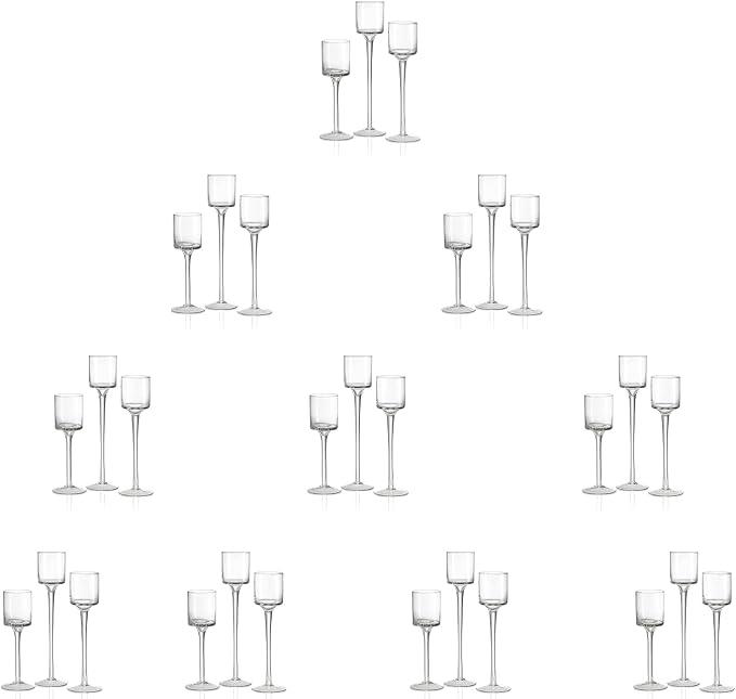 Glass Candleholders Tea Light Candle Holders Clear Wedding Weddings Hurricane Tall Elegant Ideal for Dining Party Home Decor Parties Table Settings Gifts Different Sizes (10 Sets Small Clear)