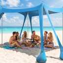 Beach Tent, UPF 50+ Sun Shelter with 8 Sandbags, Sand Shovels, Ground Pegs & Stability Poles – Portable Shade Canopy for Camping, Fishing, Backyard Fun, or Picnics (Sky Blue)