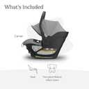 UPPAbaby Aria Lightweight Infant Car Seat/Just Under 6 lbs for Easy Portability/Base with Load Leg + Infant Insert Included/Direct Stroller Attachment/Anthony (Grey/Chestnut Leather), MFD: 01/22/2025