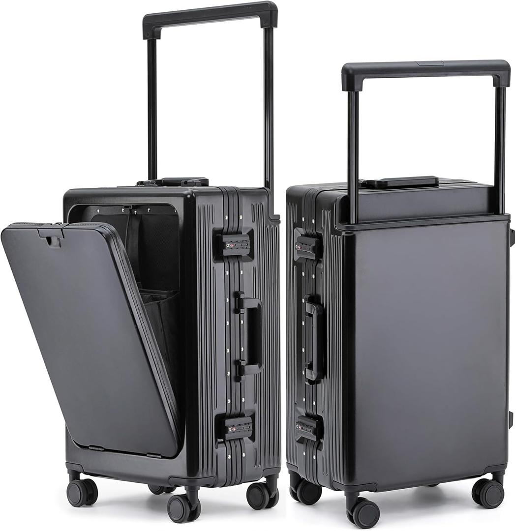 feilario 20" Aluminium Frame Hardside PC Carry on Luggage - Wide Handle Double Spinner Wheels Suitcase with TSA lock feilario 20" Aluminium Frame Hardside PC Carry on Luggage - Wide Handle Double Spinner Wheels Suitcase with TSA lock