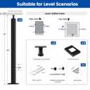 Muzata 4Pack Black Cable Railing Post 36 Inch 36"x2"x2" Level Drilled Surface Mount T304 Stainless Steel Cable Railing System Kit Indoor Outdoor with Paper User Guide PS01 BH4S