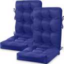 2 Set High Back Rocking Chair Cushions Large Anti Slip Chair Pads 43"x19"x3" Indoor Outdoor with Ties Waterproof Fade Resistant Lounger Chair Cushions for Rocker(Navy Blue)