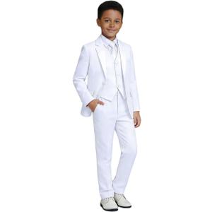 Visaccy Boys Formal Suit Slim Fit Dress Clothes Ring Bearer Outfit Tuxedo Suits,Adjustable Waist