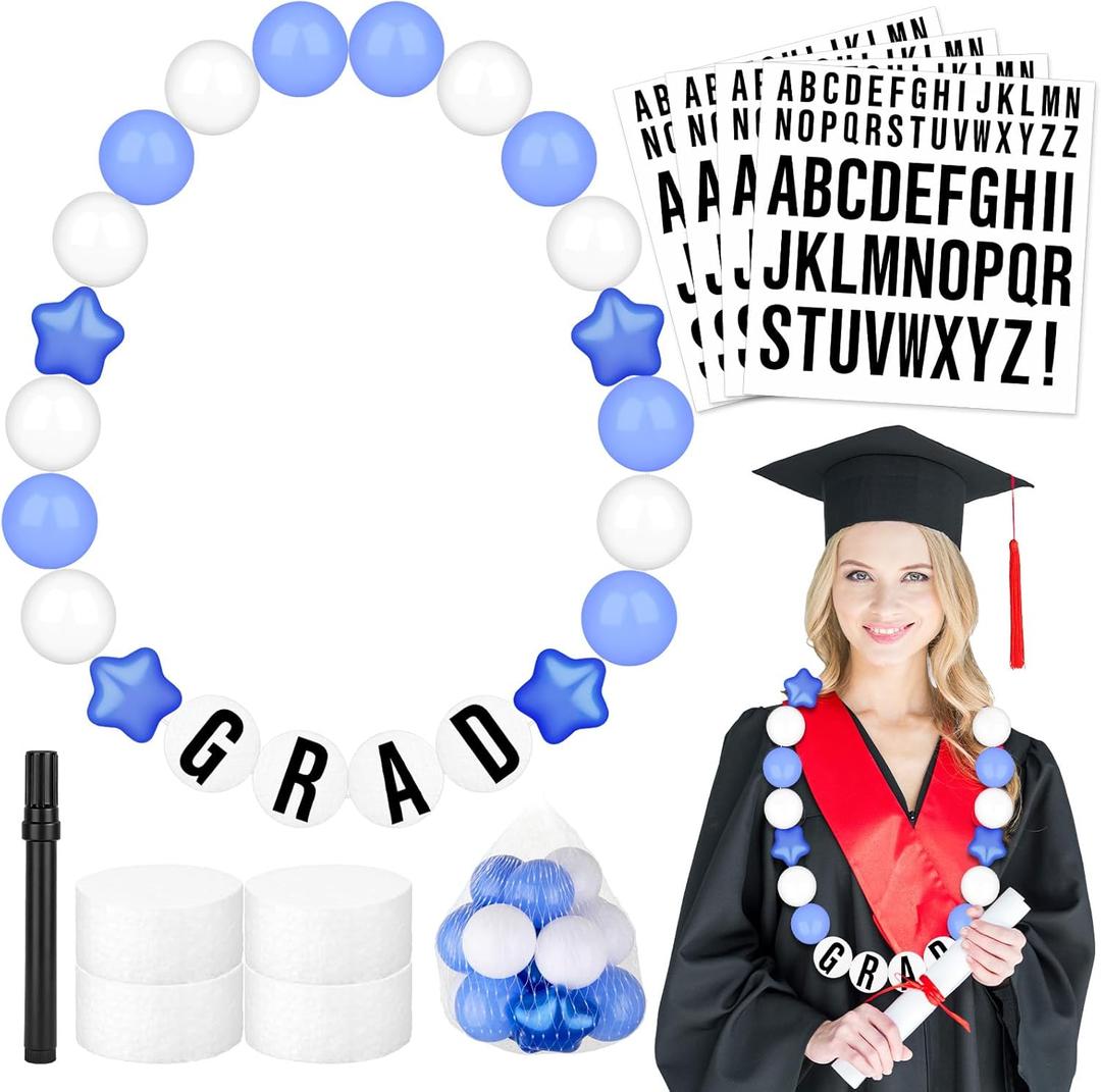 Gosodeny DIY Graduation Leis Colorful Friendship Necklace Graduation Leis Class of 2026 Oversized Bracelet for Women Graduation Party Accessories Decor Supplies (Blue)