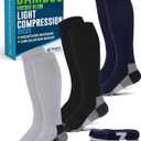 Doctor's Select Bamboo Viscose Light Compression Socks for Women & Men - 3 Pairs, 8-15 mmHg Compression Socks, Knee High (Large)