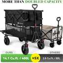 Hikenture Double Decker Wagon, 400L Extra Large Beach Wagon with Big Wheels for Sand, 500LBS Heavy Duty Collapsible Cart with Tailgate, Utility Carts Foldable for Beach, Sports
