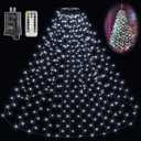 Ollny Christmas Tree Lights 8.2ft*16 Strings with Ring, 8 Lighting Modes 3 Timers Dimmable Christmas Lights Indoor/Outdoor with Remote, Waterproof for Xmas Decor (Cool White)