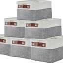 DECOMOMO Small Storage Basket, Closet Storage Bins, Baskets for Organizing Shelves (Grey & White, Small - 6 Pack)