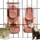 Hanging Automatic Food Water Dispenser,Gravity Rabbit Feeder and Water Dispenser Set for Bunny Chinchilla Guinea Pig Hedgehog Ferret (Brown)