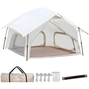 Chihee Camping Tents Pop up Easy Setup 2-Person Instant Tent Outdoor Shelter Stand-up Tent Square Family Cabin with Mesh Windows External Rainfly Carry Bag Portable Spacious Ventilation Beach Travel, 210x210x160cm