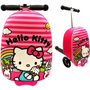 Fast Forward Hello Kitty 2-in-1 Kids Scooter Suitcase & Ride-on Carry-on Luggage Lightweight Travel Case with Built-in Kick Scooter